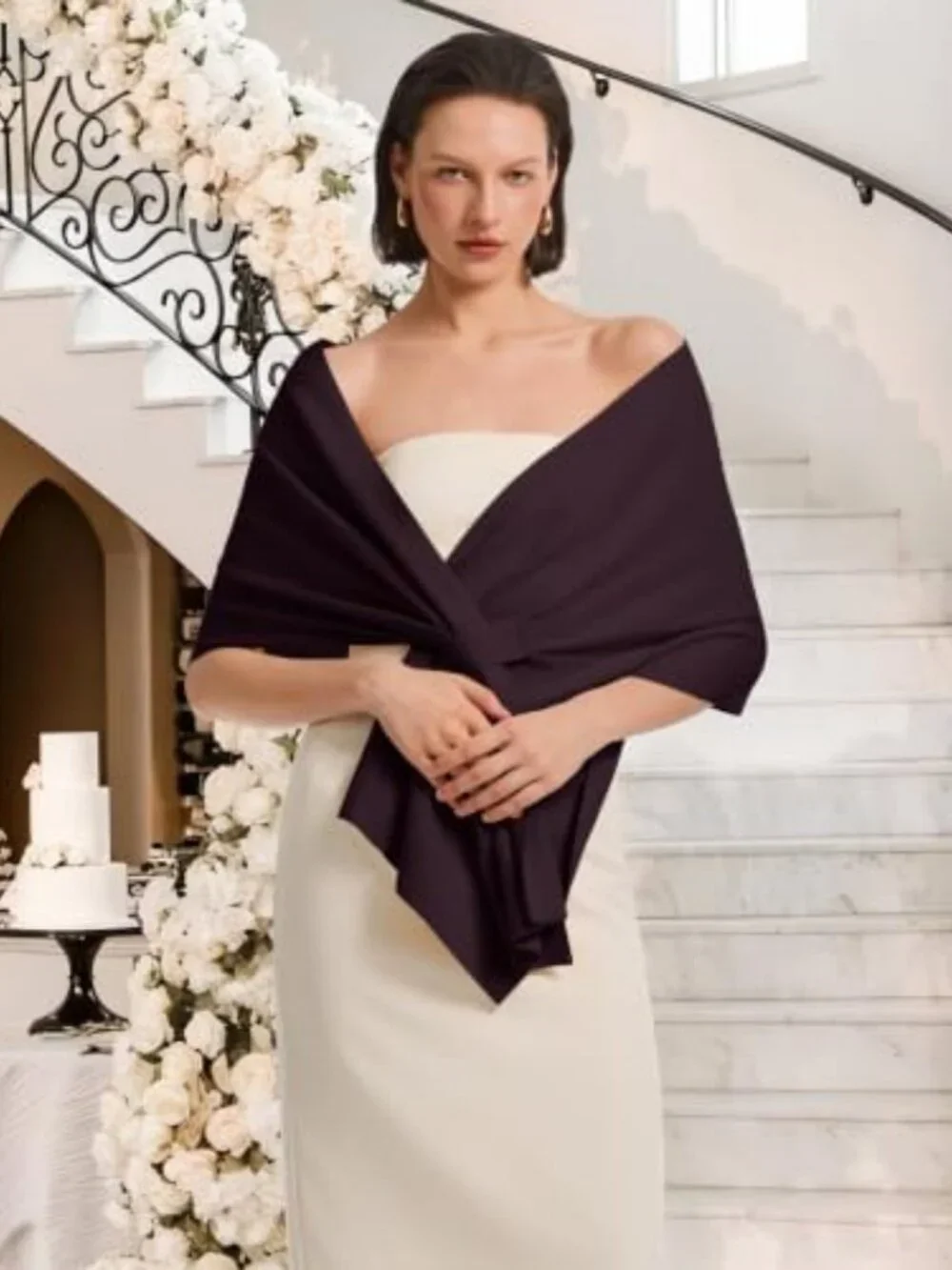 Elegant Pashmina Shawl Wrap for Evening Dress - Versatile Pull Through Scarf